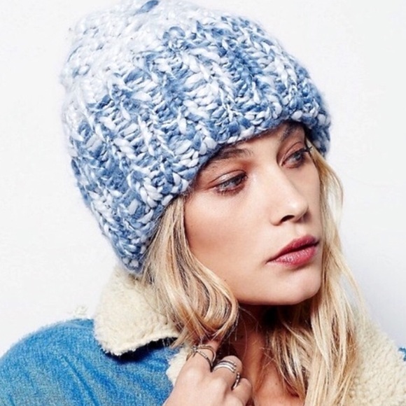 Free People Accessories - Free People Limitless Chunky Knit Blue Beanie